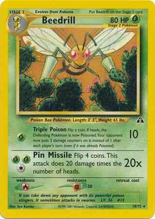 Beedrill - 18/75 - Rare - Unlimited [neo2U-18] [Non-Holo]