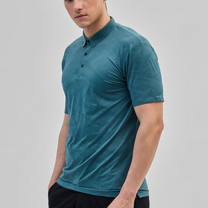 Teal Textured Stitchless Polo T-Shirt