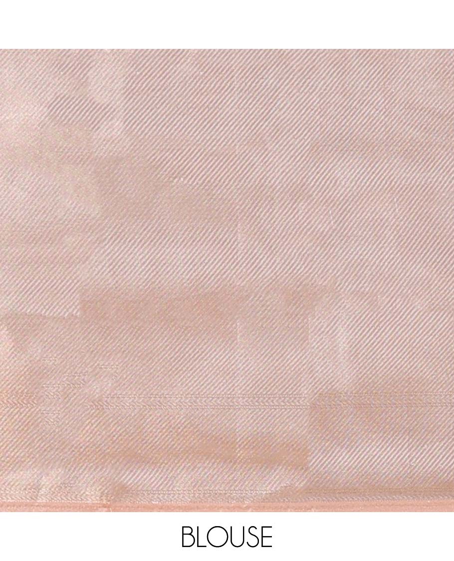 Brown semi-banaras tissue silk saree with fringe border