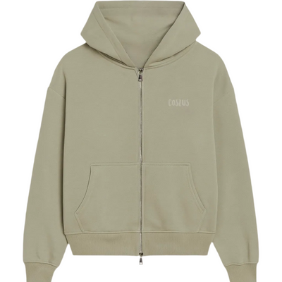 Coszus Embroidered Sage Zip-Up Hoodie