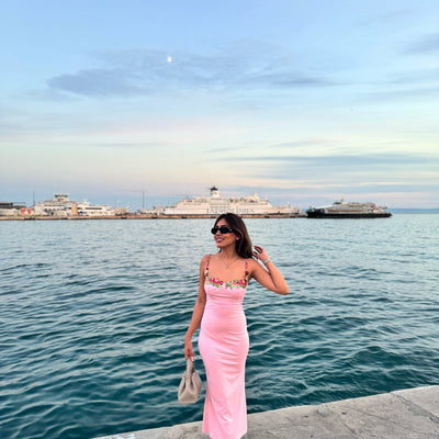 Roma Bodycon Midi Dress in Pink