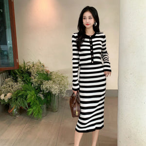Jadon Striped Knit Dress with Cape