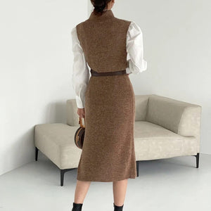Rida Premium Winter Coord Set- Top with Dress and Belt