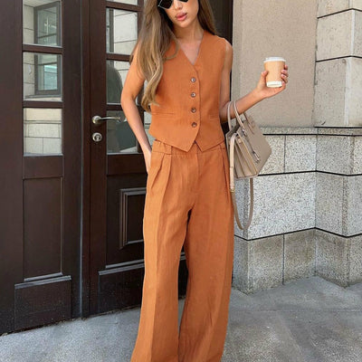 Hodor Statement Linen Vest Suit with Pants