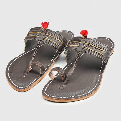 Brown Handstitched Leather Kolhapuri Men Slipper