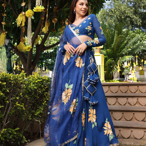 Madison Blue Handpainted Georgette Lehenga Set