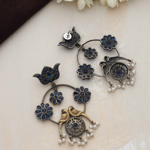 trueBrowns Silver Tone  Chandbali Earrings