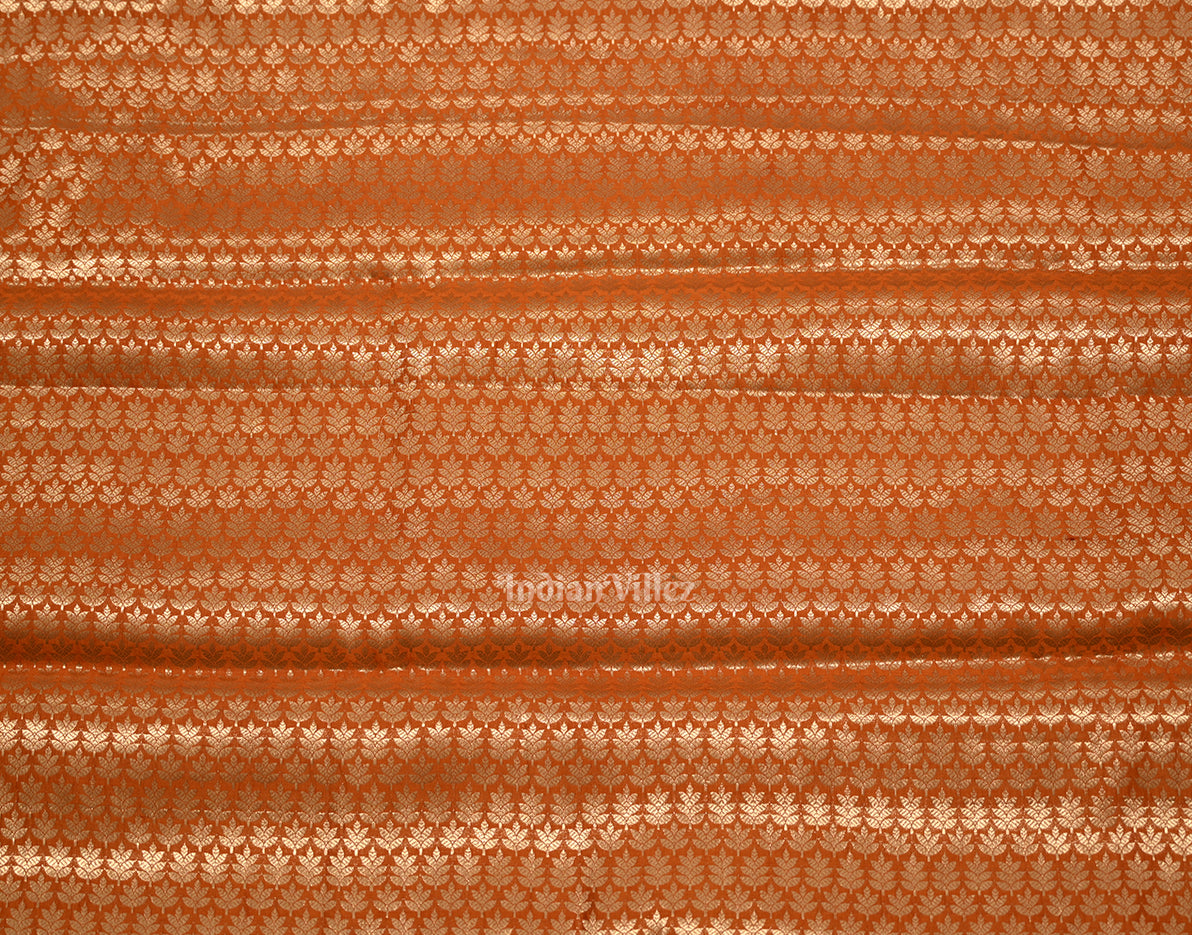 Orange Bandhini Work Pure Chiniya Silk Banarasi Saree