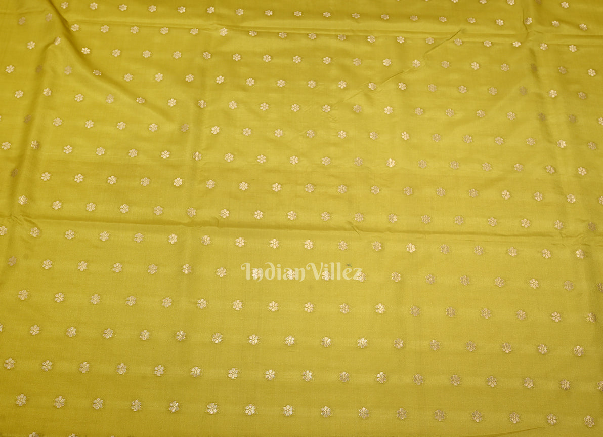 Mehendi Green Meenakari Pure Mashru Satin Silk Banarasi Saree