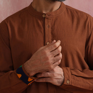 trueBrowns Men's Brown Cotton Shirt