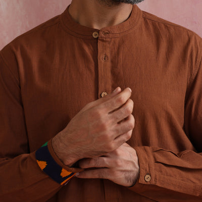 trueBrowns Men's Brown Cotton Shirt