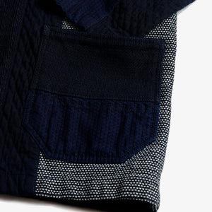 FDMTL | PATCHWORK HAORI JACKET RINSE { INDIGO