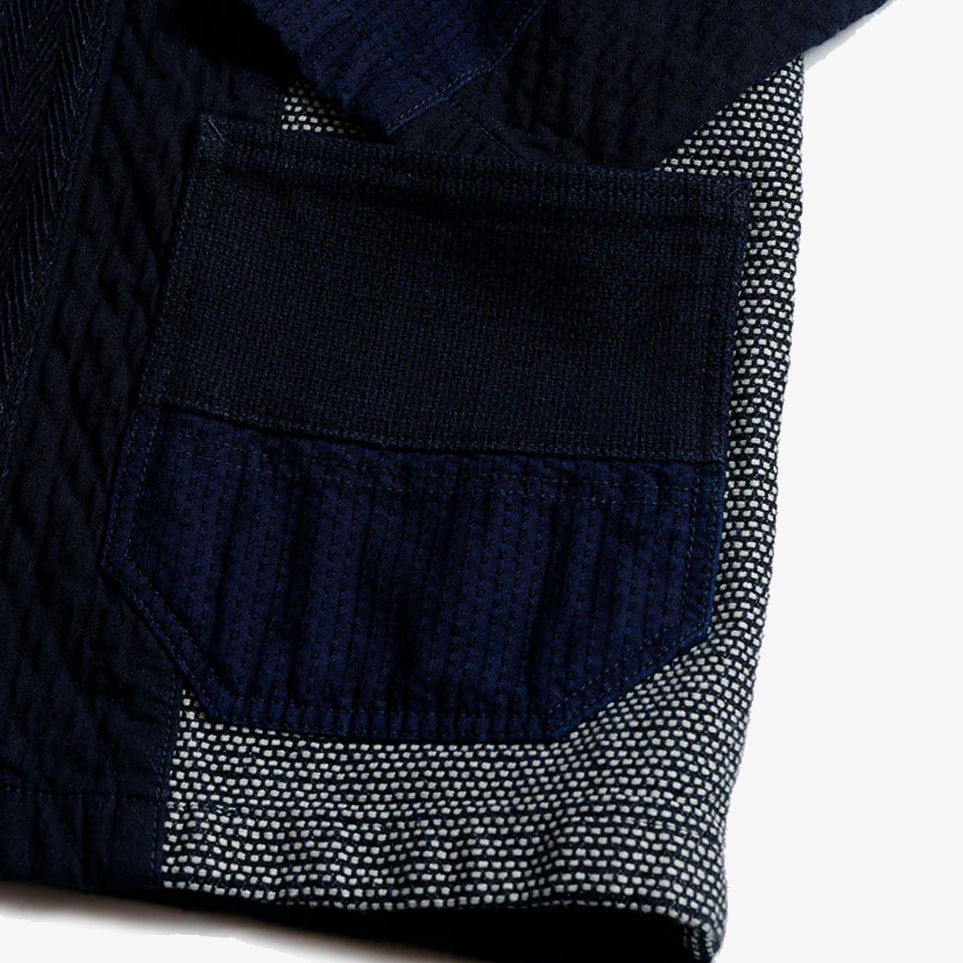 FDMTL | PATCHWORK HAORI JACKET RINSE { INDIGO