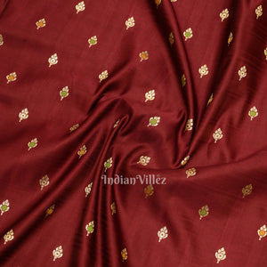 Pure Maroon Meenakari Pure Mashru Satin Silk Banarasi Saree
