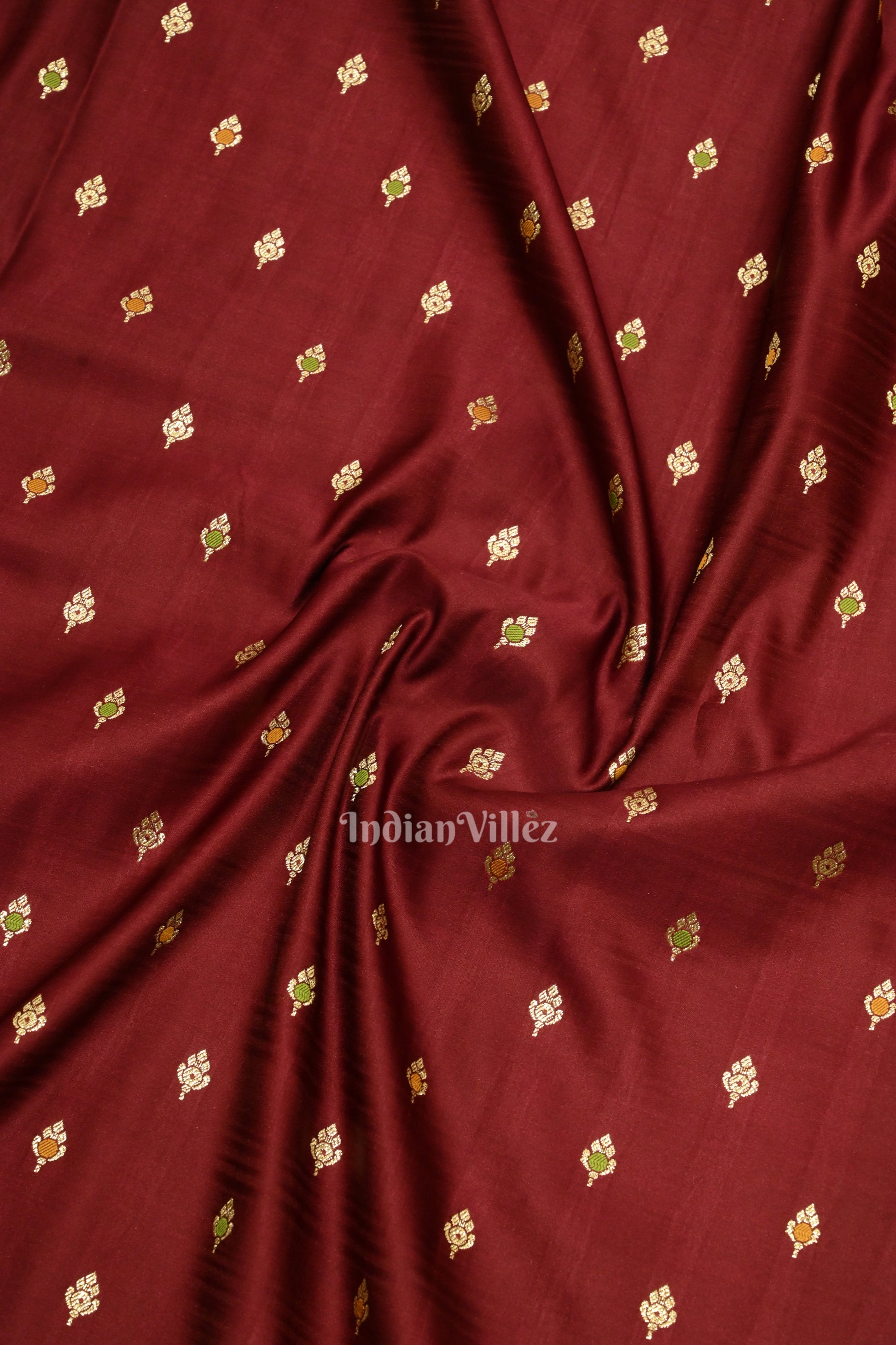 Pure Maroon Meenakari Pure Mashru Satin Silk Banarasi Saree