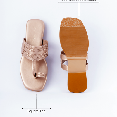 Rose Gold Solid Kolha Flats