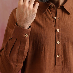 trueBrowns Men's Brown Cotton Co-ord set