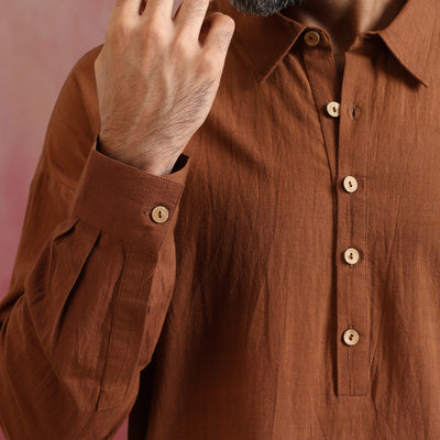 trueBrowns Men's Brown Cotton Co-ord set