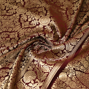 Exclusive Bridal Maroon Meenakari Pure Mashru Satin Silk Banarasi Saree