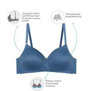Stay Cool - Padded Non-Wired Cooling Bra - Blue Heaven