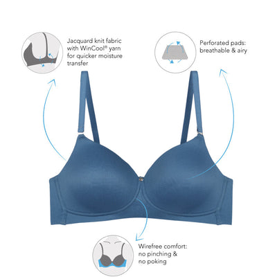 Stay Cool - Padded Non-Wired Cooling Bra - Blue Heaven