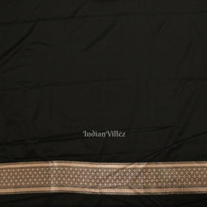 Black Floral Motif Mashru Satin Silk Banarasi Saree