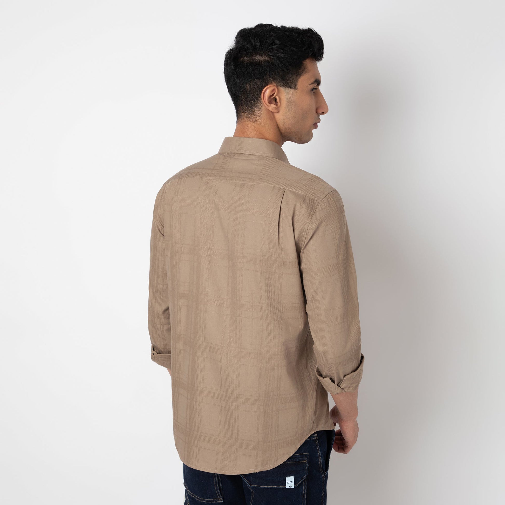 Self-Checkered Semi-Formal Shirt