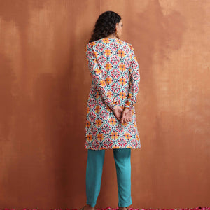 trueBrowns Off White Print Kurta Co-ord Set