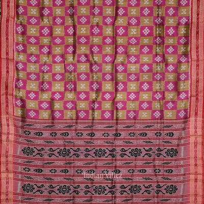 Pink Olive Green Pasapali Patli Odisha Ikat Khandua Silk Saree