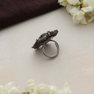 trueBrowns Silver Gold Tone Petal Ring