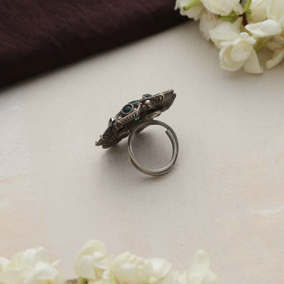 trueBrowns Silver Gold Tone Petal Ring