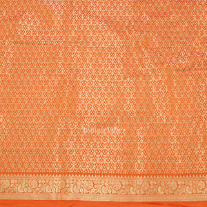 Bridal Orange Yellow Soft Pure Mashru Satin Silk Banarasi Saree