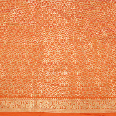 Bridal Orange Yellow Soft Pure Mashru Satin Silk Banarasi Saree