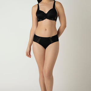 Glam Lace Padded Wired Balconette Bra - Black