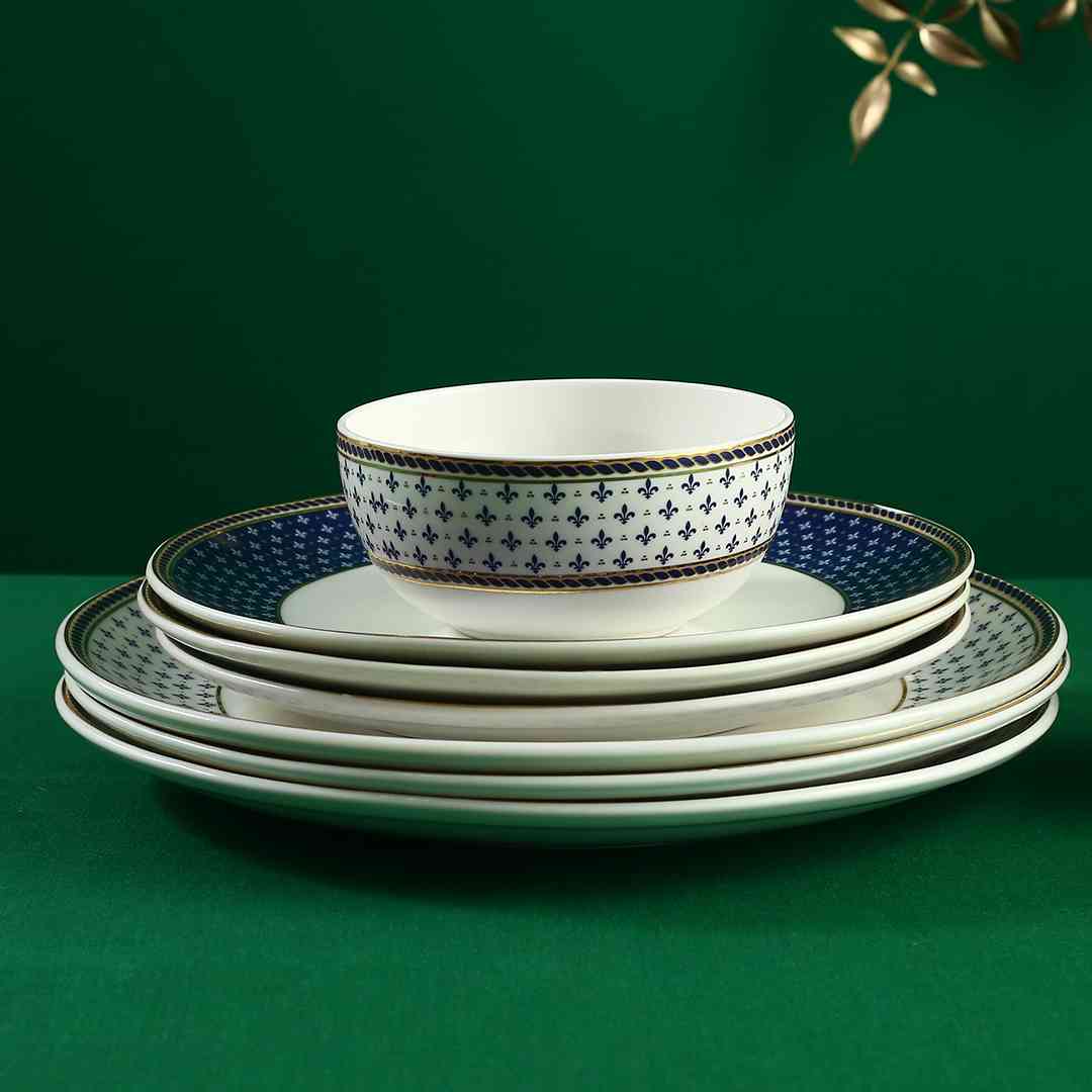 Sicilia Fine Bone China Dinner Set - Royal Blue - 20 Pcs Set