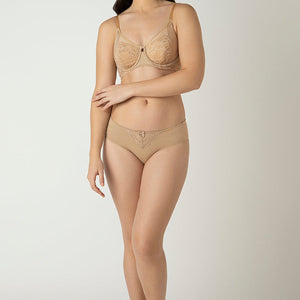 Glam Floral Non-Padded Wired Minimizer Bra - Cornstalk