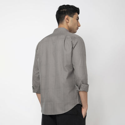 Self-Checkered Semi-Formal Shirt
