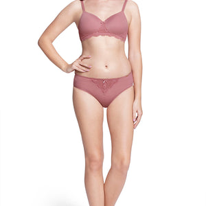 Lace Elegance Padded Non-Wired Bra  - Dusty Rose