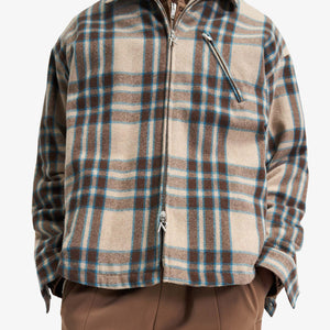 Represent | HEAVY ZIP OVERSHIRT  { BROWN CHECK