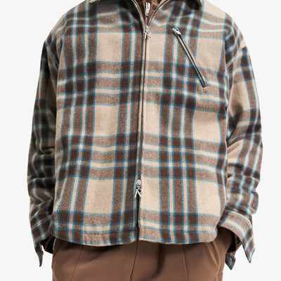 Represent | HEAVY ZIP OVERSHIRT  { BROWN CHECK