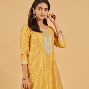 Yellow Anarkali Set With Matching Dupatta