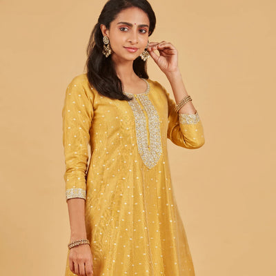 Yellow Anarkali Set With Matching Dupatta