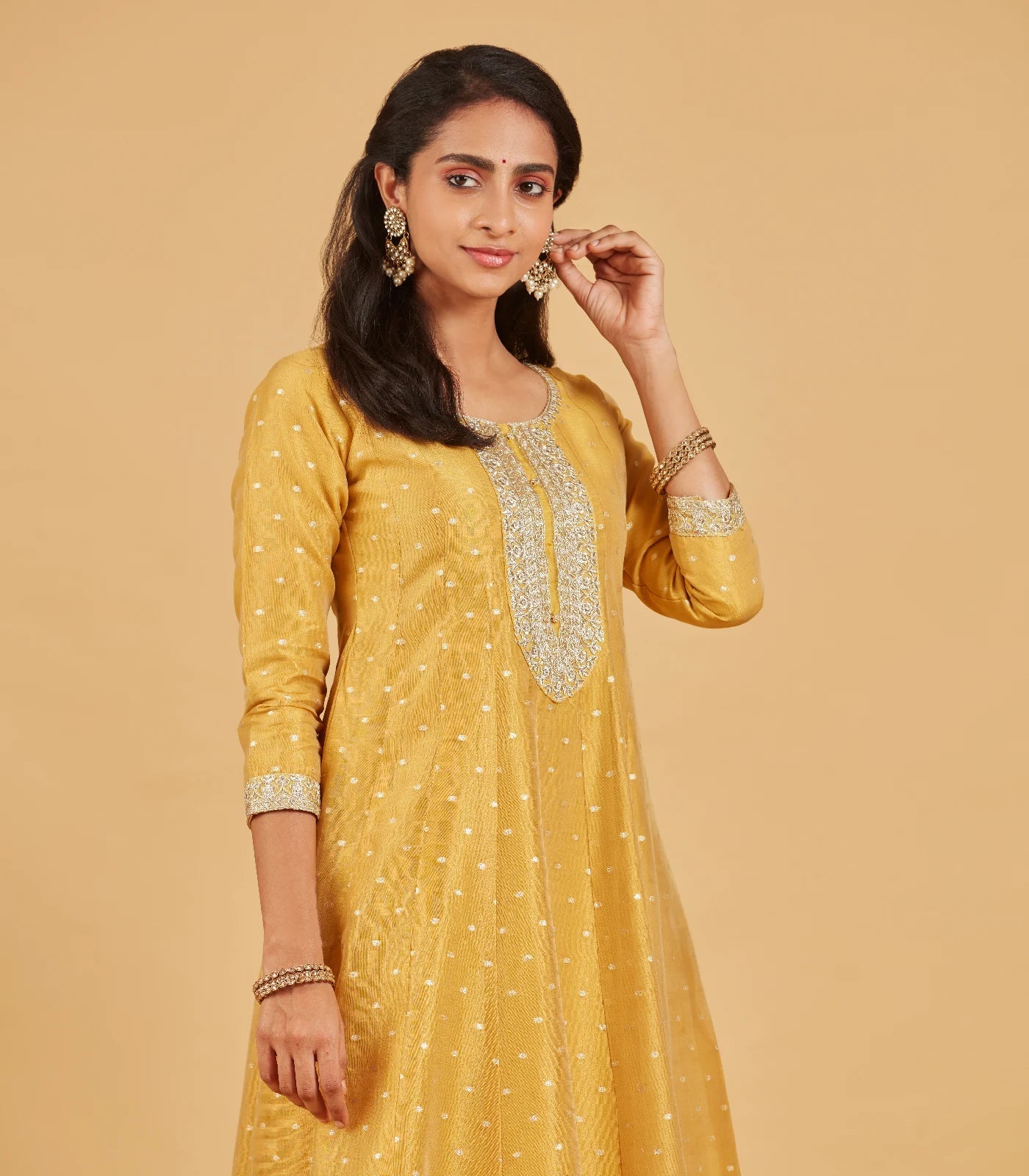 Yellow Anarkali Set With Matching Dupatta