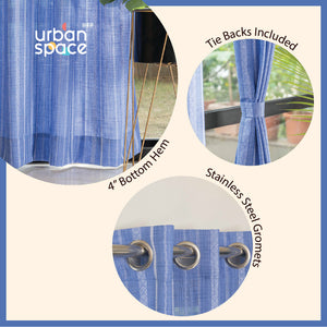 Aari Collection Embriodered Sheer Curtains, 40-50% Light Filtering Curtains - Pack of 2 - Vertical Weaves Blue