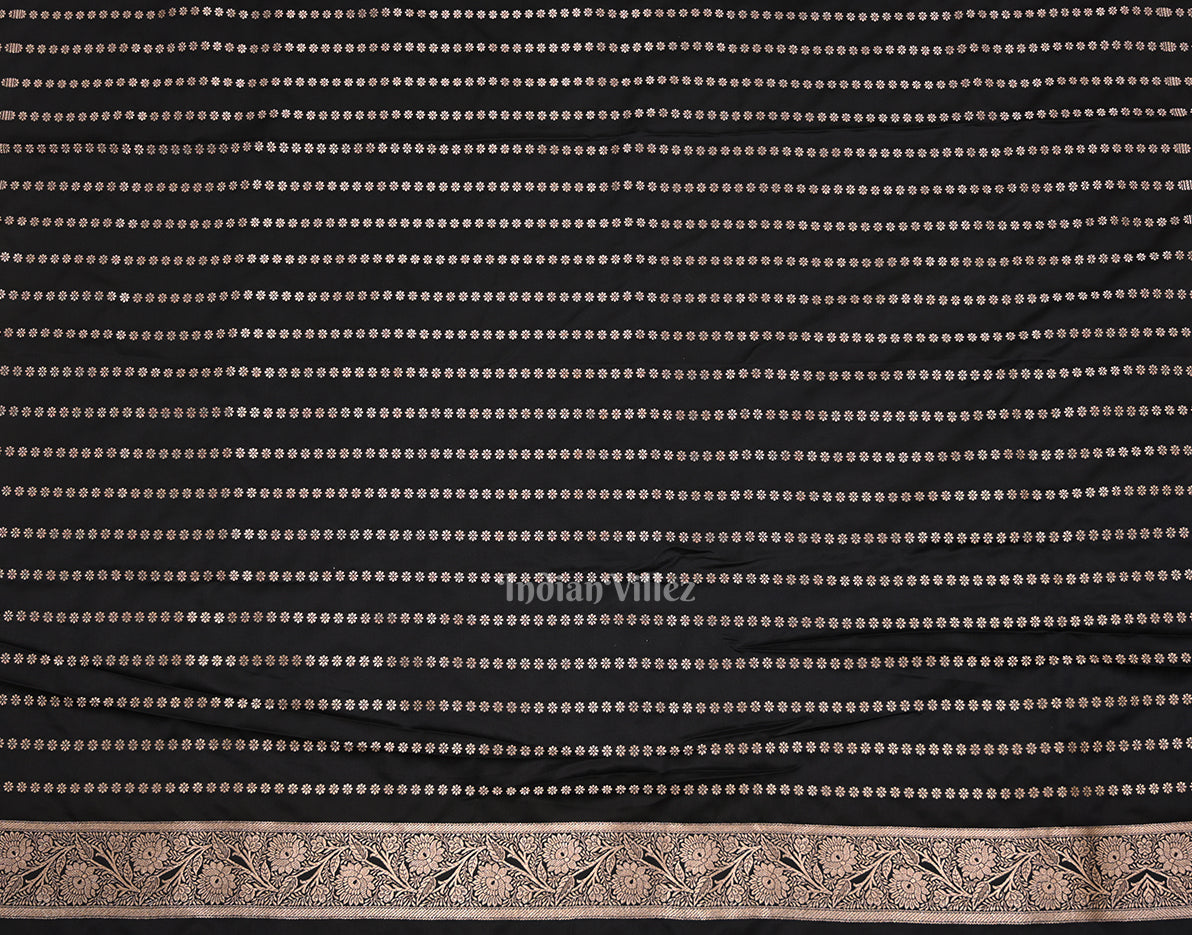 Exclusive Black Pure Soft Mashru Satin Silk Banarasi Saree