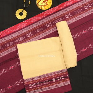 Maroon Cream Pasapali Sambalpuri Cotton Dress set with Dupatta