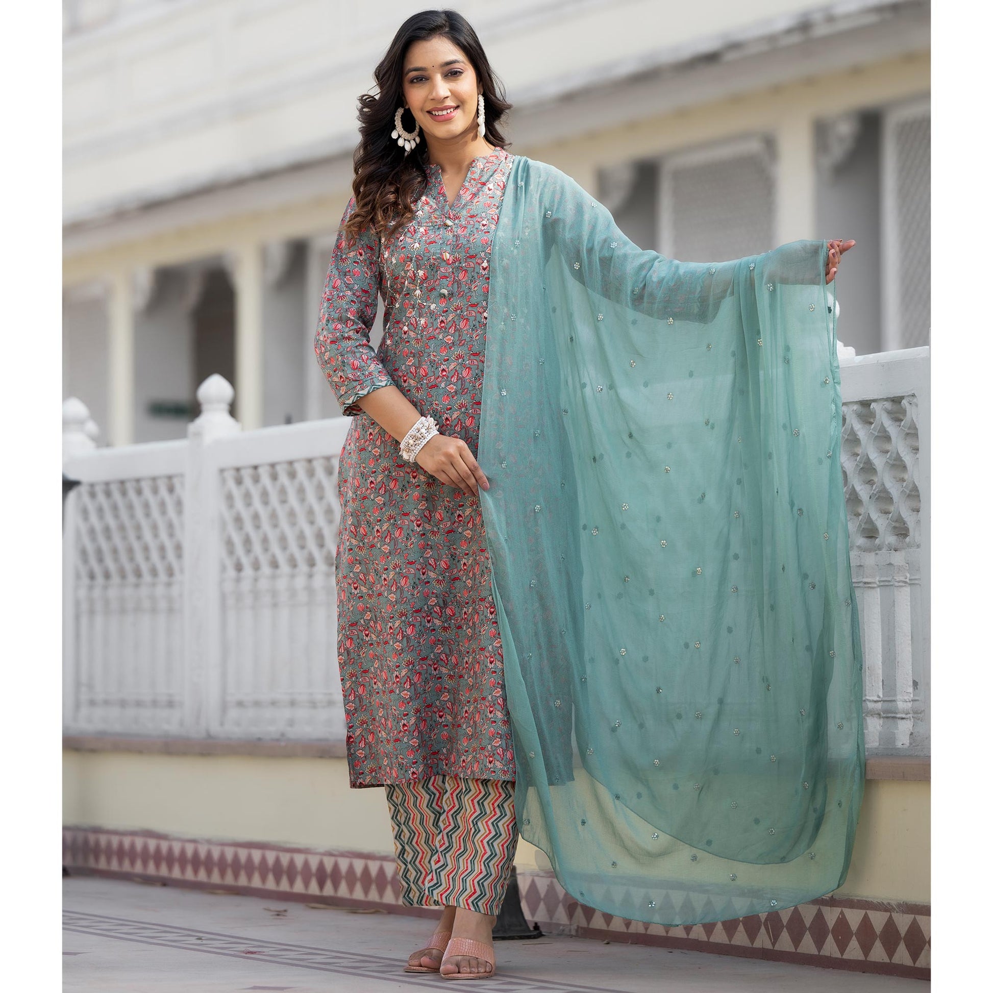 green-floral-printed-pure-cotton-straight-salwar-suit