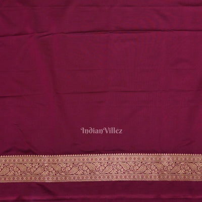Purple Wine Meenakari Pure Mashru Satin Silk Banarasi Saree