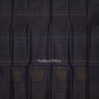 Onion Pink Black with Fish Motif Double Pallu Berhampuri Silk Saree