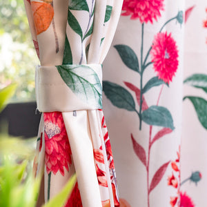 Blackout Curtains, Digital Printed Curtains, Pack of 2 Curtains - Cone Flower - Pink